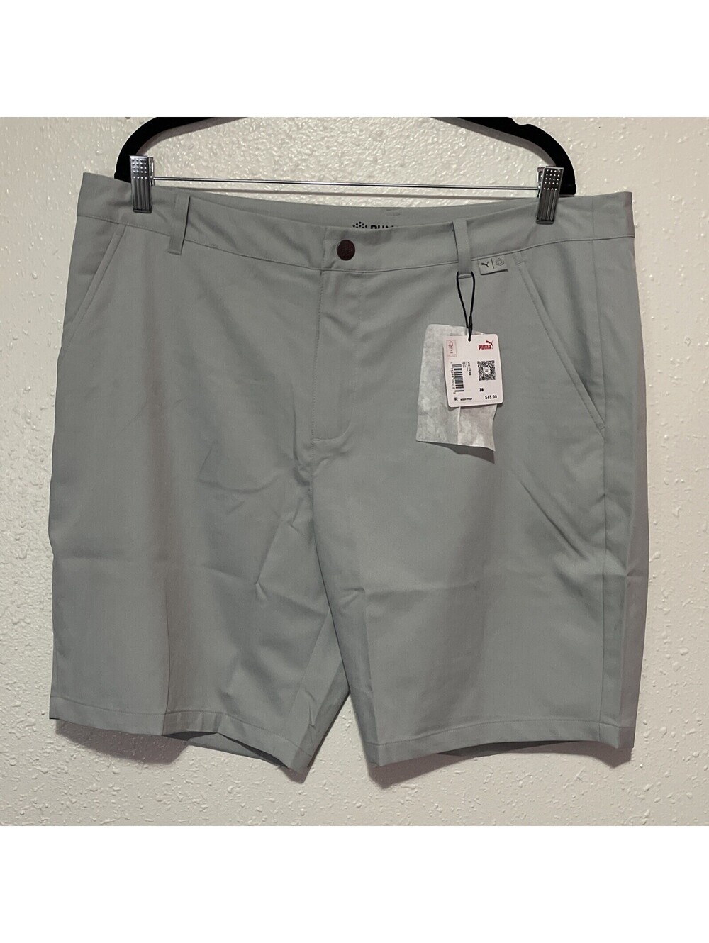 NEW Puma Golf High Rise Flat Front Walking Camino Shorts Grey Mens Size 38